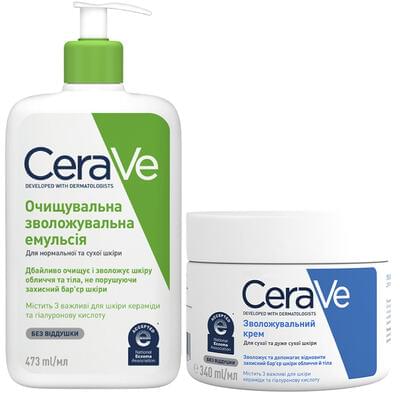 Набор CERAVE (Сераве) Бом Эмульсия увлажняющая 473 мл + Крем увлажняющий 350 мл 2024