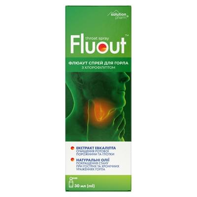 Флюаут Solution Pharm спрей д/горла з хлорофіліптом по 30 мл (флакон)