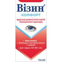 Визин Комфорт капли глаз. 0,5 мг/мл по 15 мл (флакон)