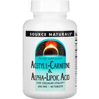 Source Naturals Ацетил карнітин + альфа-ліпоєва кислота таблетки по 650 мг №60