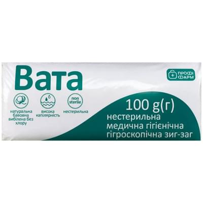 Вата медицинская Профи Фарм нестерильная зиг-заг 100 г
