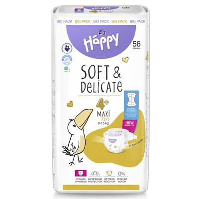 Подгузники Bella Happy Baby Maxi Plus размер 4+, 9-15 кг, 56 шт.