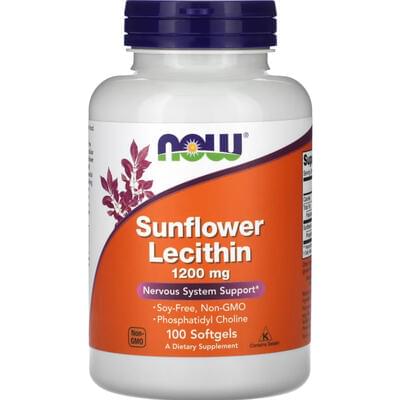Now Sunflower Lecithin Лецитин подсолнечный капсулы по 1200 мг №100
