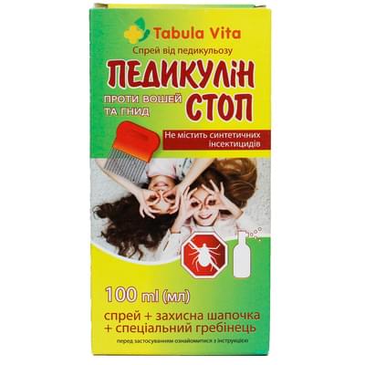Педикулин стоп Tabula Vita спрей для волос против вшей и гнид по 100 мл (флакон)