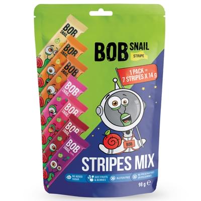 Цукерки Bob Snail Равлик Боб натуральні страйпси асорті 98 г