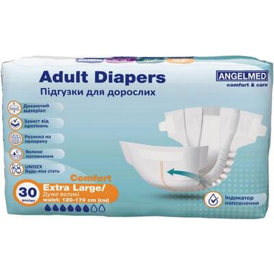 Підгузки для дорослих Angelmed Comfort розмір XL 120-170 см 30 шт.