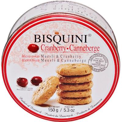 Печенье Bisquin мюсли с клюквой банка 150 г