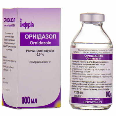 Орнидазол раствор д/инф. 0,5% по 100 мл (бутылка)