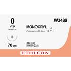 Шовный материал рассасывающийся Monocryl W3489 USP 0 (3,5), колюще-режущая игла 36 мм 1/2, длина 70 см фиолетовый