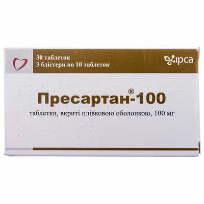 Пресартан таблетки по 100 мг №30 (3 блістери х 10 таблеток)