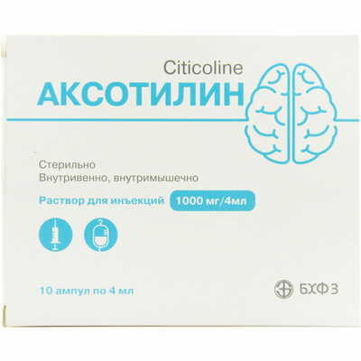 Аксотилін розчин д/ін. 1000 мг / 4 мл по 4 мл №10 (ампули)