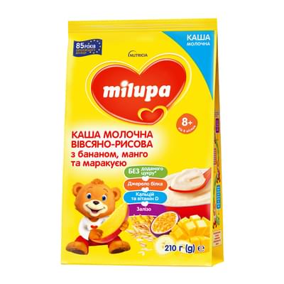 Каша молочная Milupa Овсяно-рисовая с бананом, манго и маракуйей с 8-ми месяцев 210 г