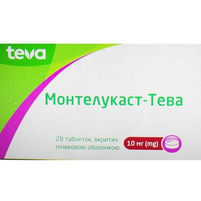 Монтелукаст-Тева таблетки по 10 мг №28 (4 блістери х 7 таблеток)