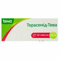 Торасемід-Тева таблетки по 10 мг №30 (3 блістери х 10 таблеток)