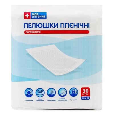 Пелюшки гігієнічні поглинаючі Моя Аптечка 60 см х 90 см 30 шт.