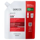 Шампунь для волос Vichy Деркос Энерджи+ тонизирующий с аминексилом и ниацинамидом для борьби с выпадением волос рефил 400 мл