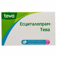 Есциталопрам-Тева таблетки по 10 мг №28 (2 блістери х 14 таблеток)