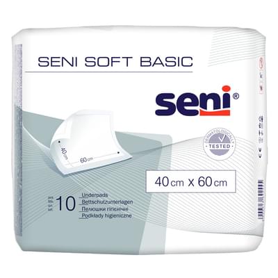 Пелюшки гігієнічні поглинаючі Seni Soft Basic 40 см х 60 см 10 шт.