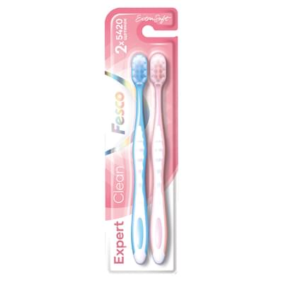 Зубная щетка Fesco Expert Clean розовая и голубая 2 шт.