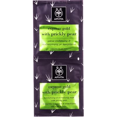 Маска для обличчя Apivita Express Gold оздоровча та зволожуюча з опунцією по 8 мл 2 шт.