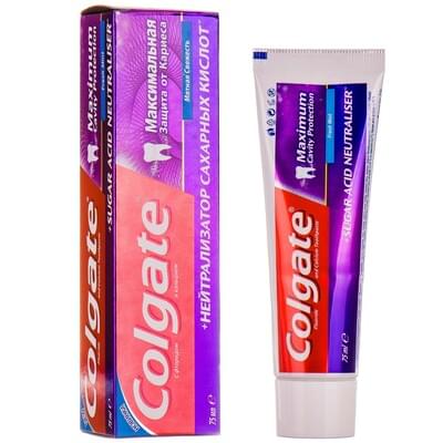 Зубна паста Colgate Максимальний захисту від захисту + нейтралізатор сахарних кислот 75 мл