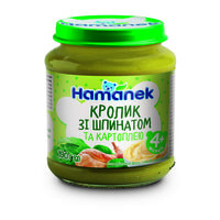 Пюре мясо-овощное Hamanek Кролик со шпинатом и картофелем с 4-х месяцев 190 г