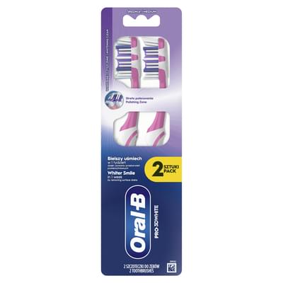 Зубна щітка Oral-B Pro 3D White Відбілювання 40 середньої жорсткості 2 шт.