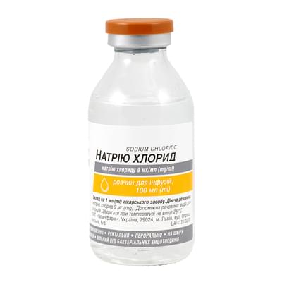 Натрію хлорид Галичфарм розчин д/інф. 0,9% (9 мг/мл) по 100 мл (пляшка)