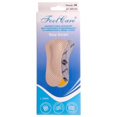Полустелька-супинатор Foot Care  ШНС-005 кожаная для поддержания продольного и поперечного свода стопы размер 36