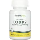 Nature's Plus Витамин D3 и К2 1000 МЕ / 100 мкг капсулы №90
