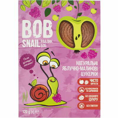 Цукерки Bob Snail Равлик Боб натуральні яблучно-малинові 120 г