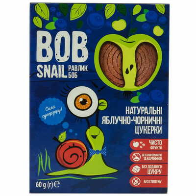 Цукерки Bob Snail Равлик Боб натуральні яблучно-чорничні 60 г