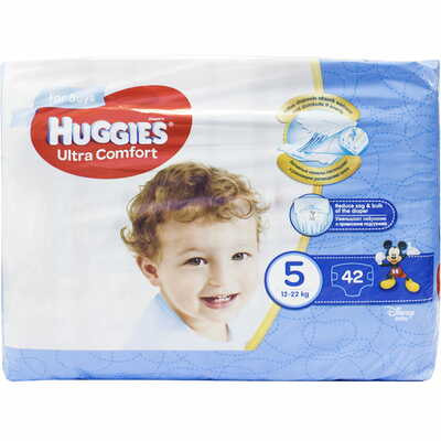 Підгузки Huggies Ultra Comfort для хлопчиків розмір 5, 12-22 кг, 42 шт.