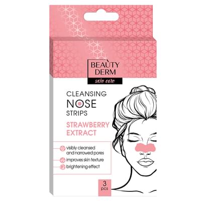 Смужки для носа Beauty Derm очищуючі з екстрактом полуниці 3 шт.