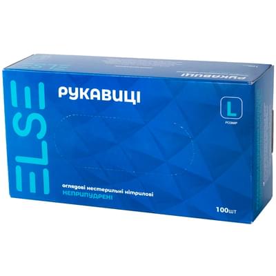Перчатки смотровые Else нитриловые неприпудренные нестерильные размер L пара