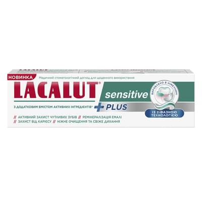 Зубная паста Lacalut Sensitive Plus снижает болевую чувствительность и предотвращает рецессию десен 75 мл