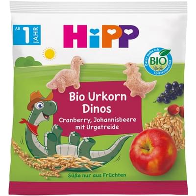 Снеки Hipp Динозаври з журавлиною та чорною смородиною 30 г