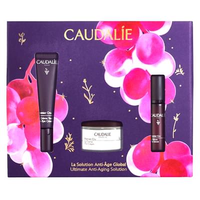 Caudalie Premier Cru Set 2025 Крем для очей 15 мл + Крем для обличчя 15 мл + Сироватка для обличчя 10 мл