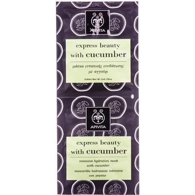 Маска для обличчя Apivita Express Beauty, що інтенсивно зволожує з огірком 2 шт. по 8 мл