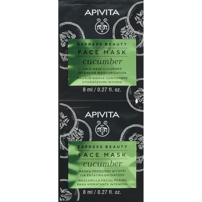 Маска для лица Apivita Express Beauty интенсивно увлажняющая с огурцом 2 шт по 8 мл