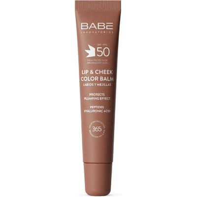 Бальзам-тінт для губ та щік Babe Laboratorios Sun Protection SPF 50 сонцезахисний з гіалуроновою кислотою та пептидами колір mocha 20 мл