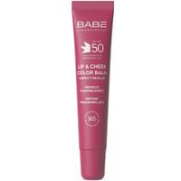 Бальзам-тінт для губ та щік Babe Laboratorios Sun Protection SPF 50 сонцезахисний з гіалуроновою кислотою та пептидами колір velvet 20 мл