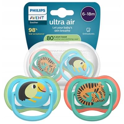 Пустушка силіконова Avent SCF 087/11 Ultra air 6-18 місяців 2 шт.