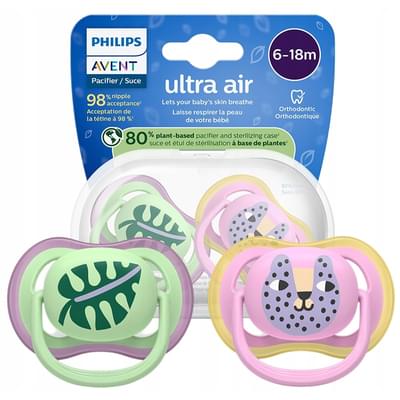 Пустушка силіконова Avent SCF 087/13 Ultra air 6-18 місяців 2 шт.