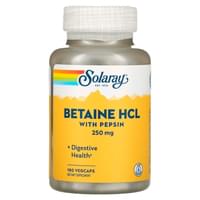 Solaray Бетаїн HCl + пепсин Betaine HCL with Pepsin високоефективний капсули по 250 мг №180