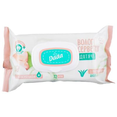 Серветки вологі дитячі Dada з екстрактом алое упаковка з клапаном 72 шт.