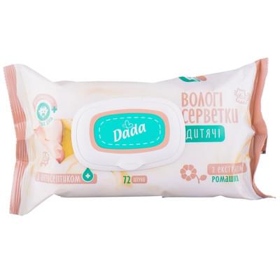 Серветки вологі дитячі Dada з екстрактом ромашки упаковка з клапаном 72 шт.