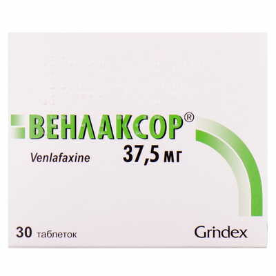 Венлаксор таблетки по 37,5 мг №30 (3 блістери х 10 таблеток)