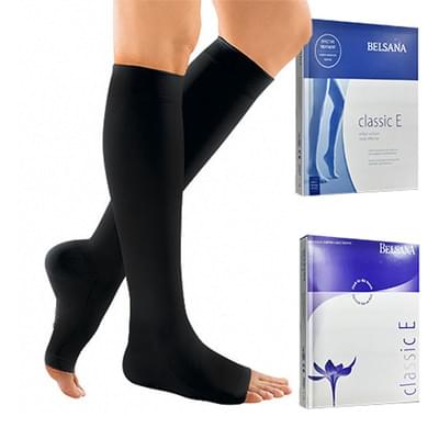 Гольфы компрессионные Belsana Classic E класс компрессии 2 с открытым носком размер 4 черные