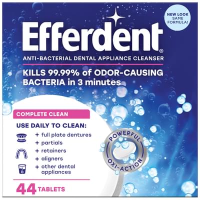 Антибактеріальні таблетки Efferdent Повне очищення для очищення зубних протезів та ортодонтичних апаратів 44 шт.